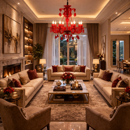 Red Luxe Italian Chandelier