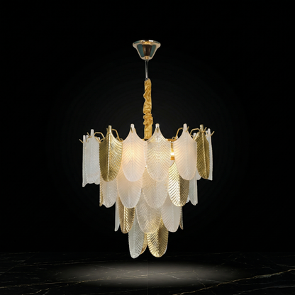 Ivory Leaf Round Chandelier