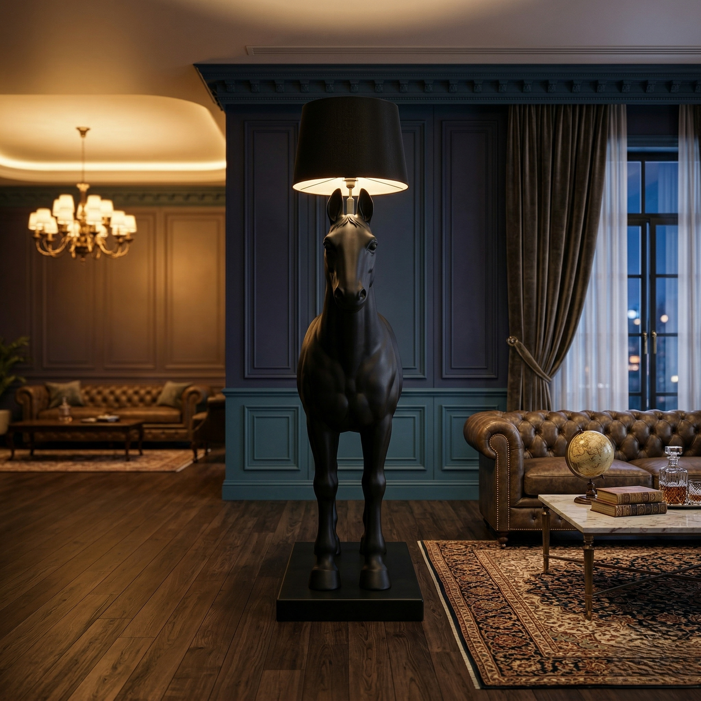 Black Stallion Noir Horse Lamp