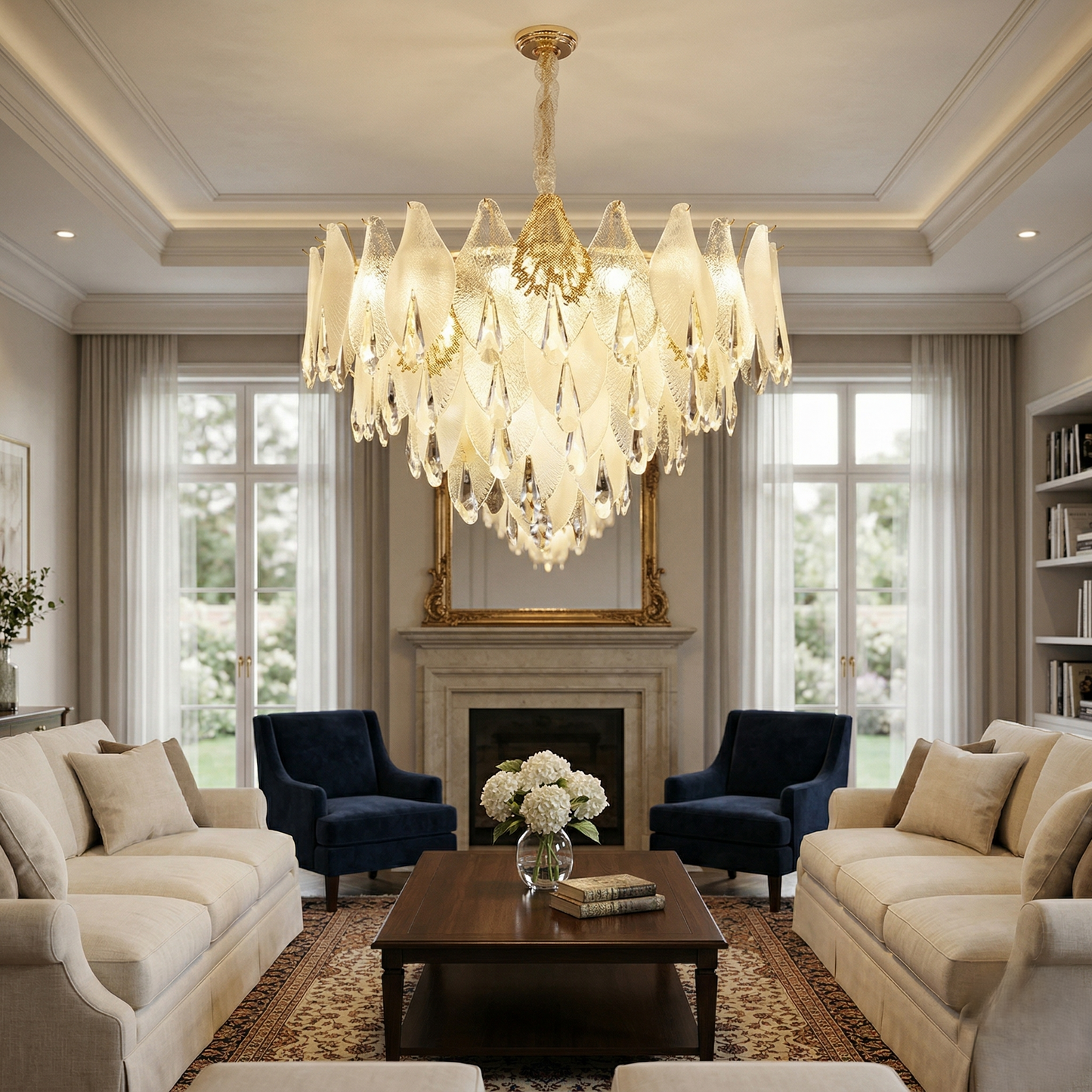 The Murano-Style Frosted Petal Chandelier