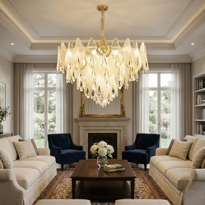 The Murano-Style Frosted Petal Chandelier