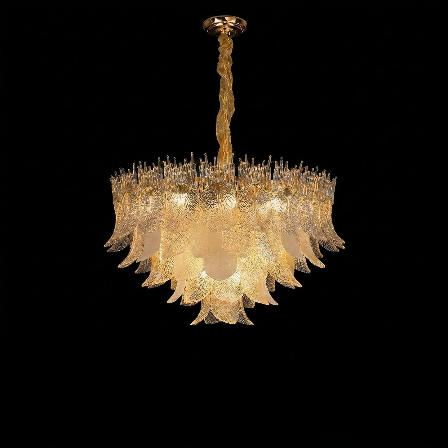 The Lumen Textured Glass Feathers Chandelier