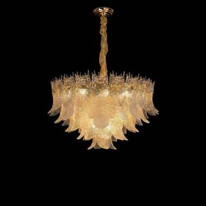 The Lumen Textured Glass Feathers Chandelier