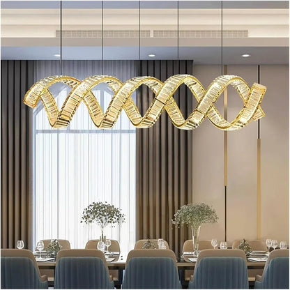Helix Linear Crystal Dining Chandelier