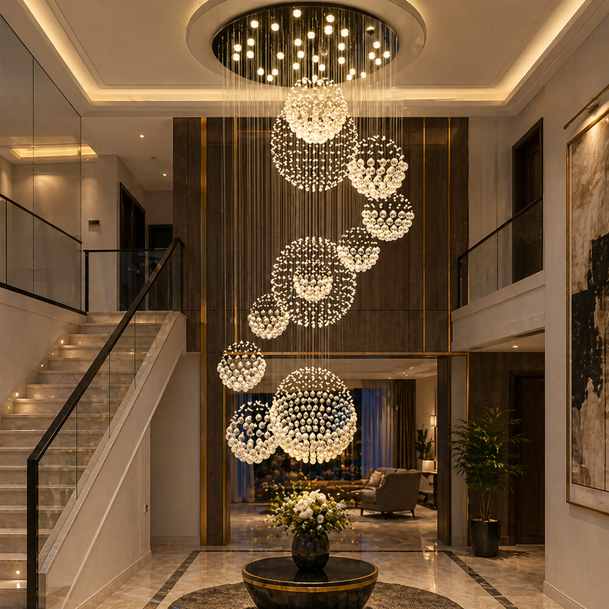 Crystal Rain Royale Duplex Chandelier