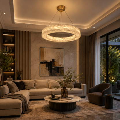 The Solstice Halo Alabaster Chandelier