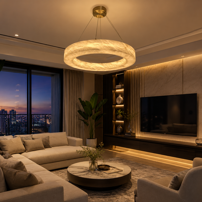 The Solstice Halo Alabaster Chandelier