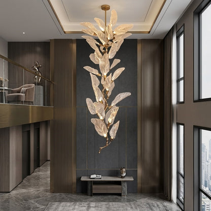 The Golden Willow Double Height Chandelier Crystal Detail