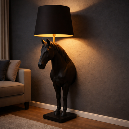 Black Stallion Noir Horse Lamp