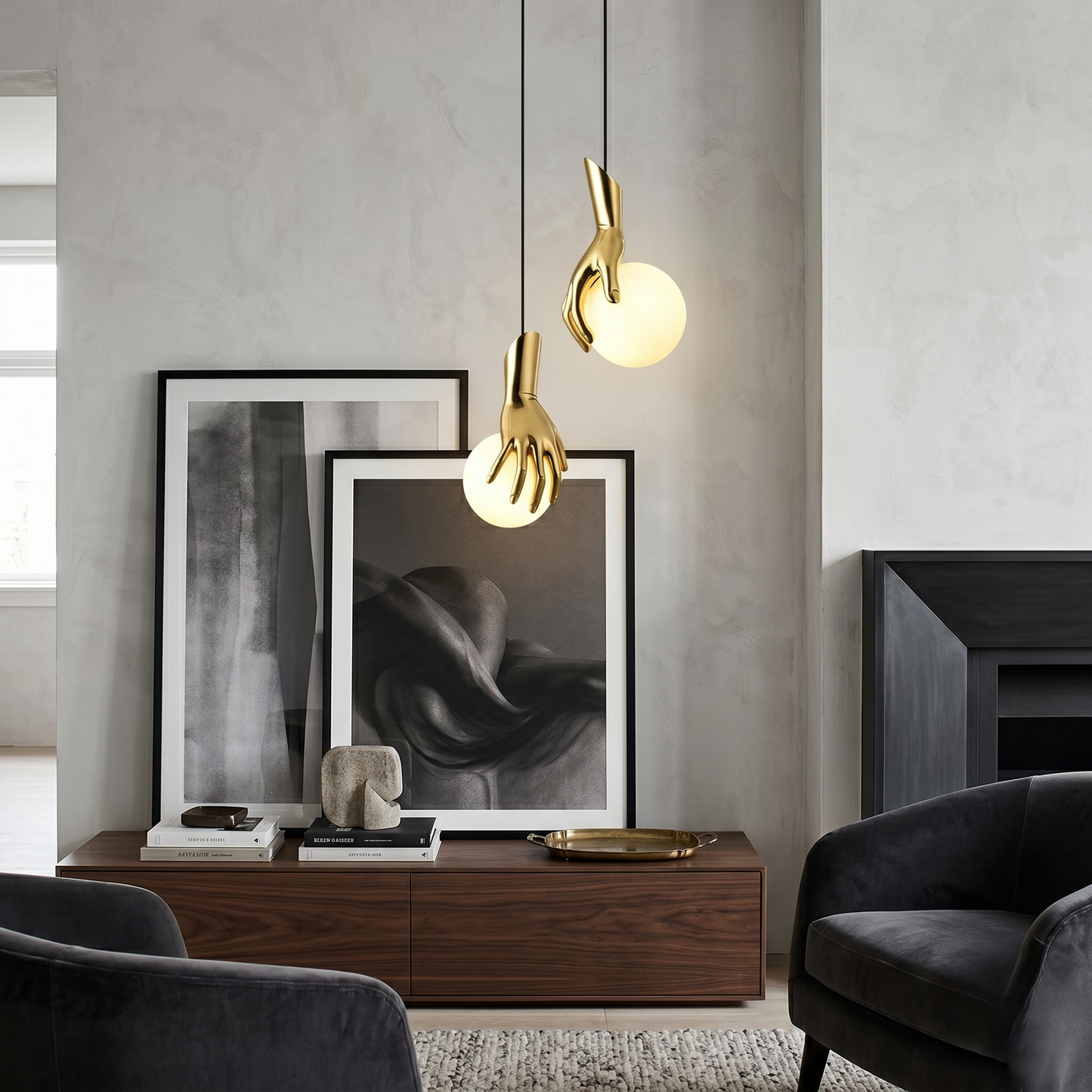 Golden Hand Hanging Light