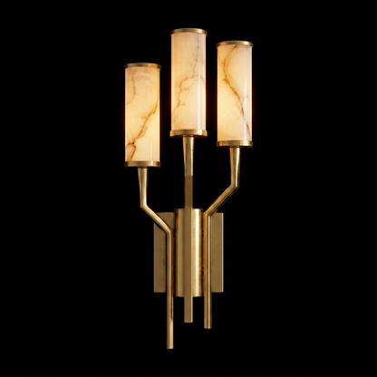 Triple Column Marble Wall Light
