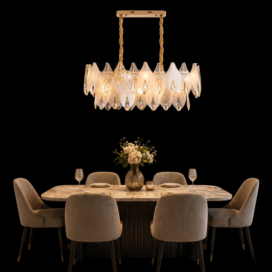 The Murano-Style Frosted Petal Dining Chandelier