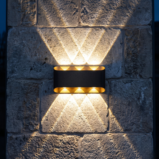 Outdoor Black Gold Wall Light
