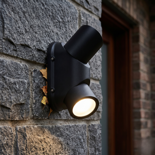 Black Outdoor Double Wall Light