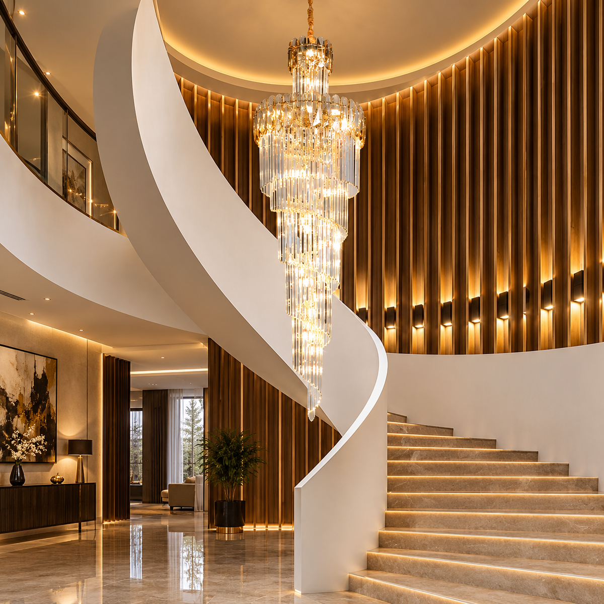 Luminous Creations Long Crystal Chandelier