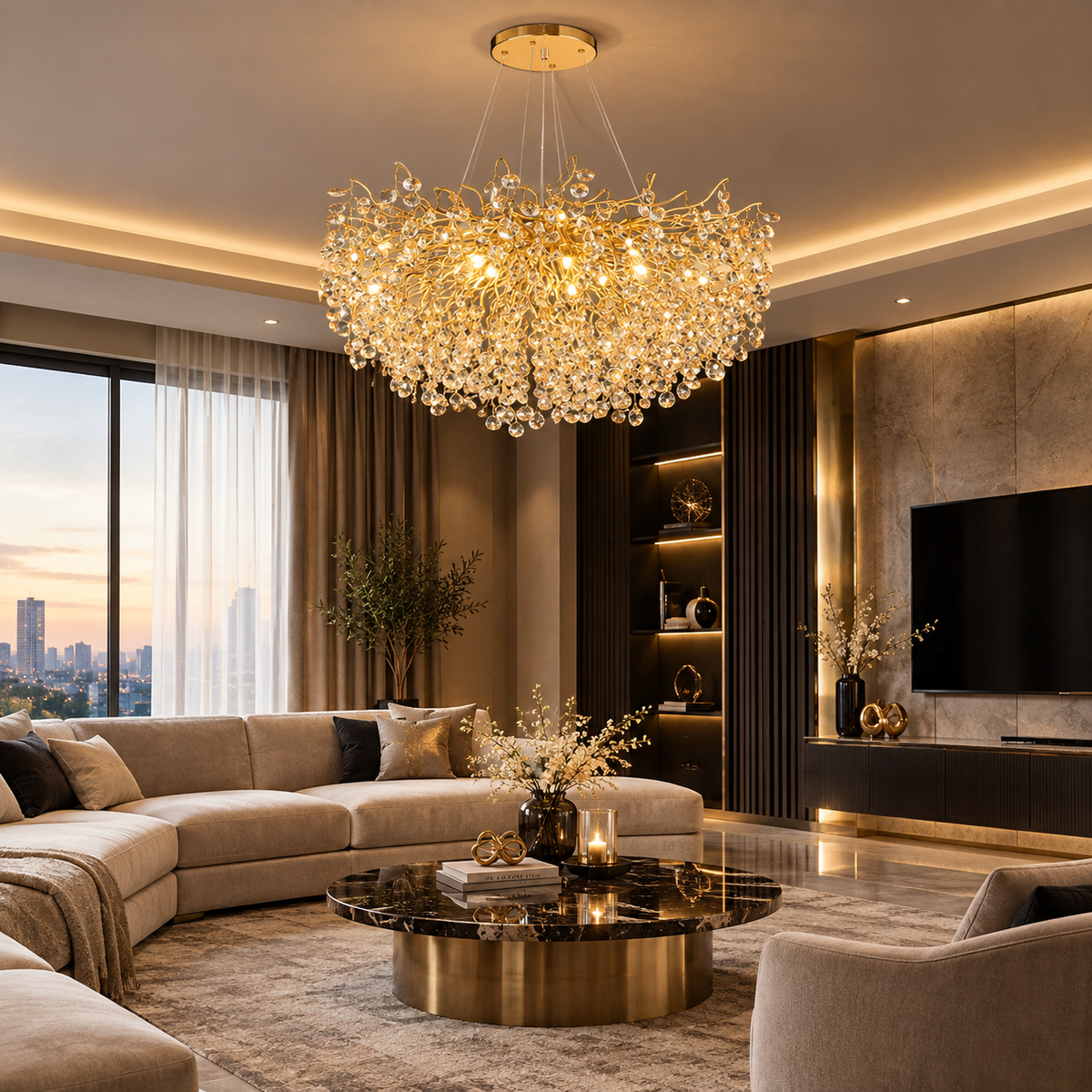 Scarlett Grande Crystal Round Chandelier