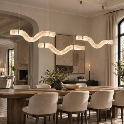 The Ondula Alabaster Wave Chandelier