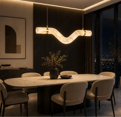 The Ondula Alabaster Wave Chandelier