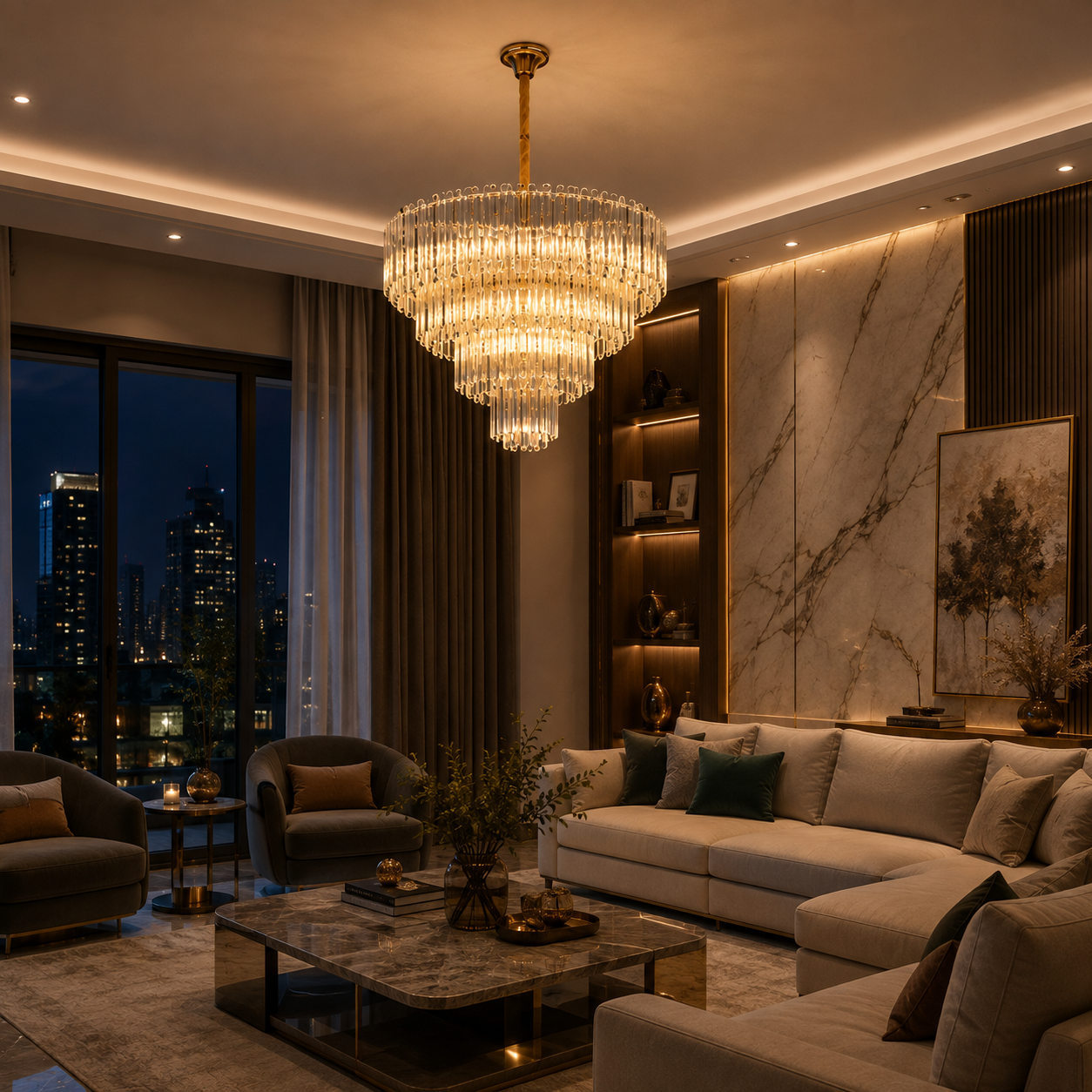 The Velora Crystal Cascade Chandelier