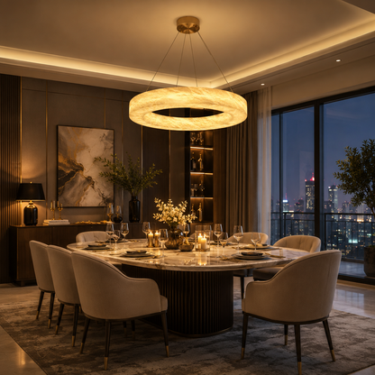 The Solstice Halo Alabaster Chandelier
