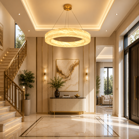 The Solstice Halo Alabaster Chandelier