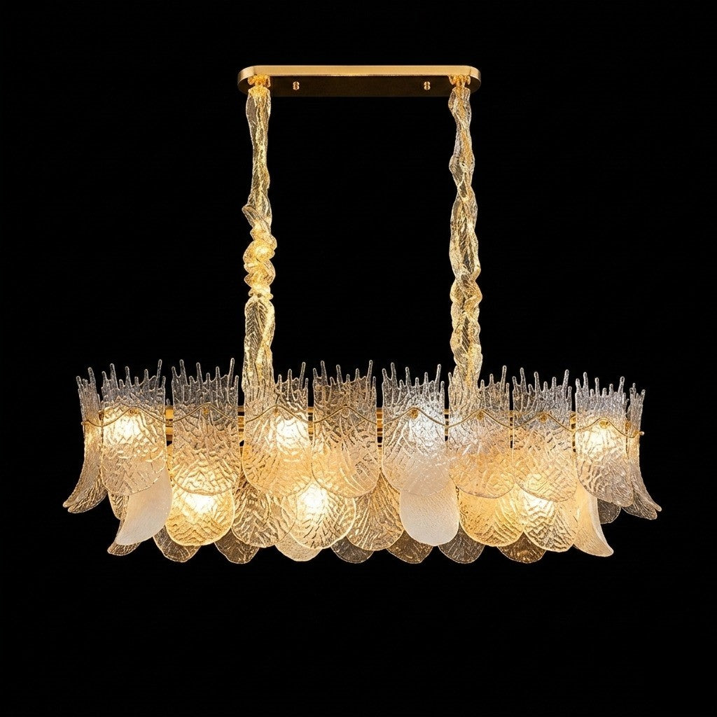 The Lumen Textured Glass Feathers Dining Chandelier