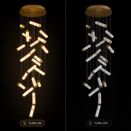 Opaline Drift Pendant Duplex Chandelier