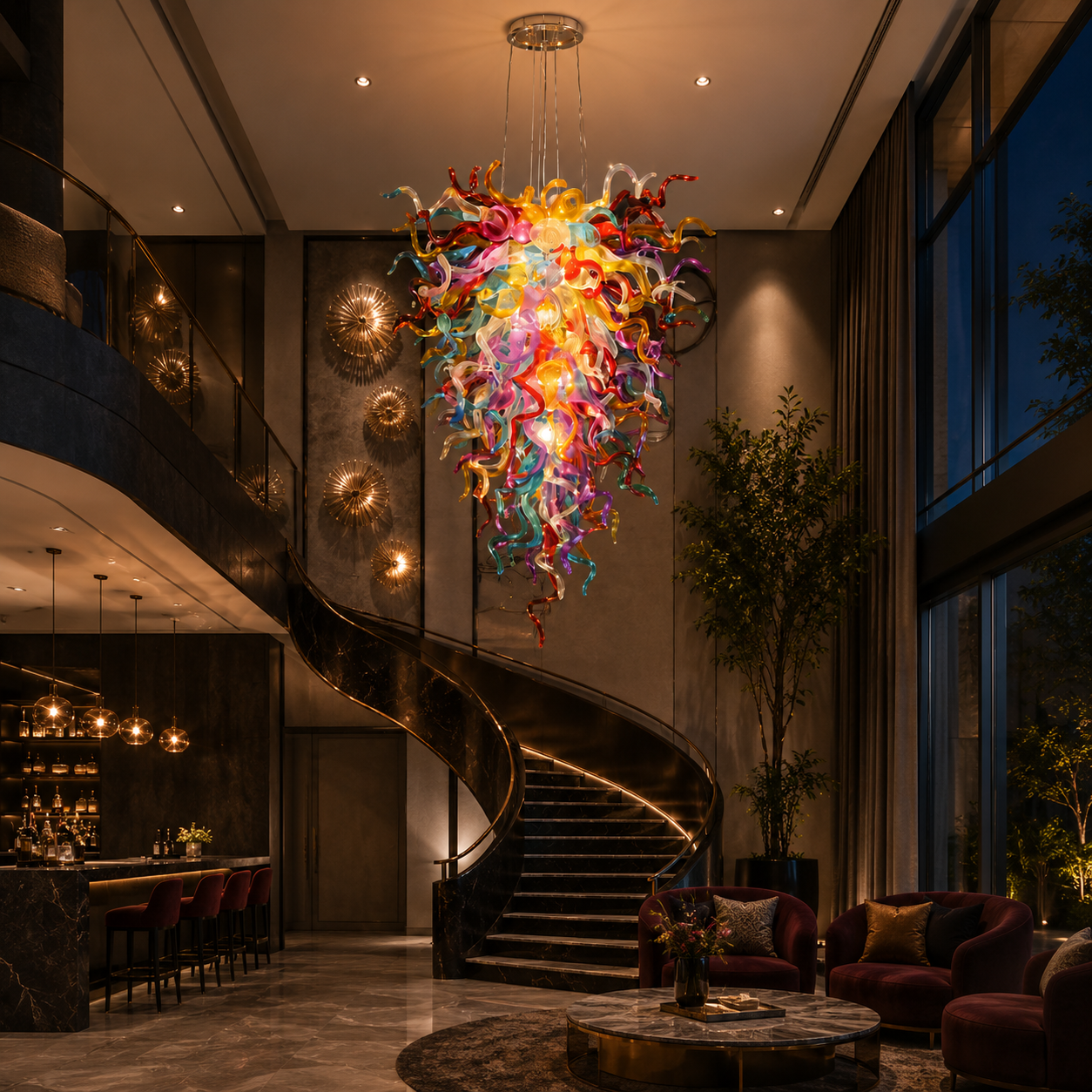Prismatic Cascade Art-Glass Chandelier