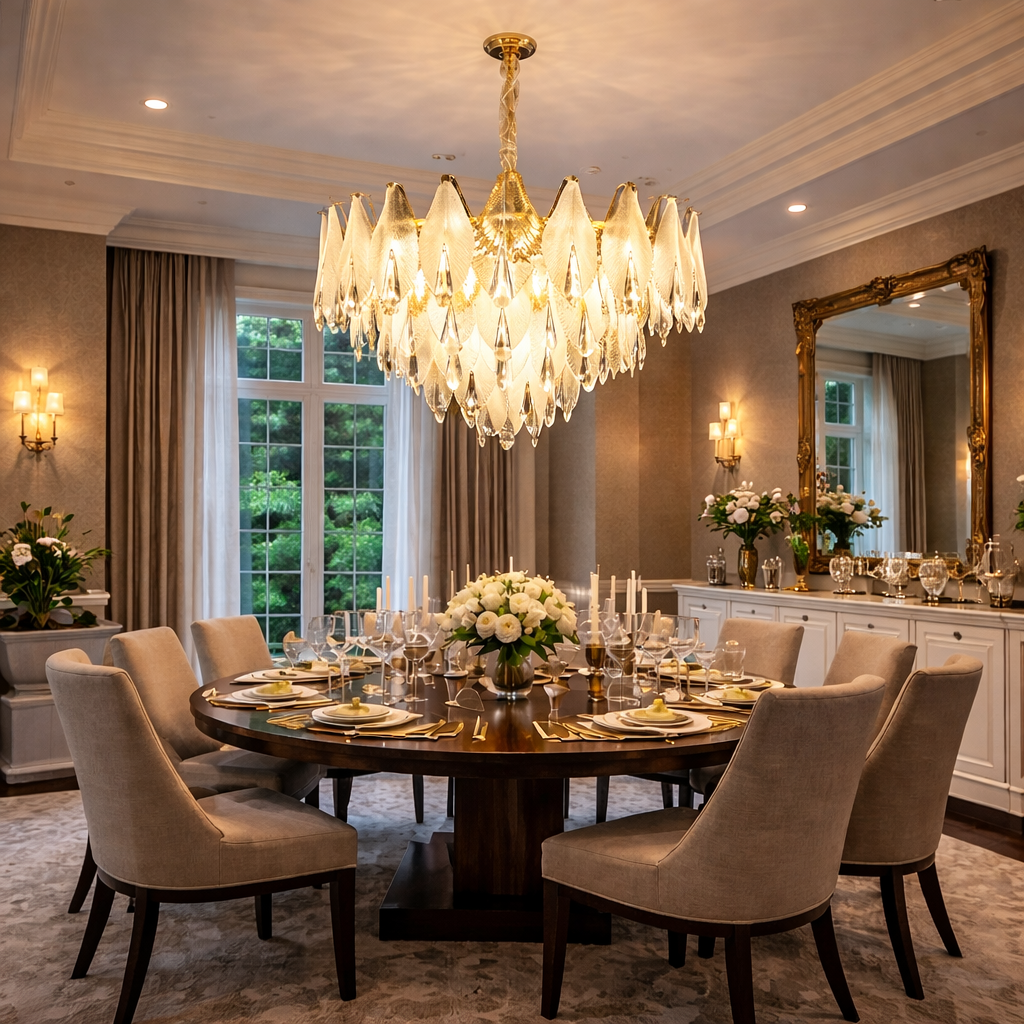 The Murano-Style Frosted Petal Chandelier