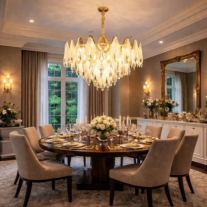 The Murano-Style Frosted Petal Chandelier