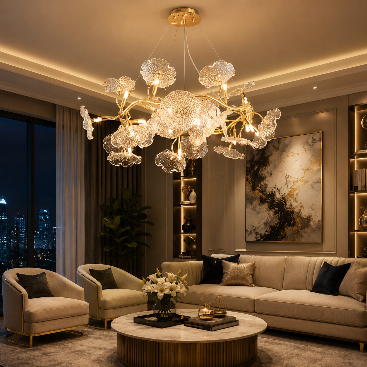 Orchid Ginkgo Bloom Chandelier