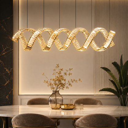 Helix Linear Crystal Dining Chandelier