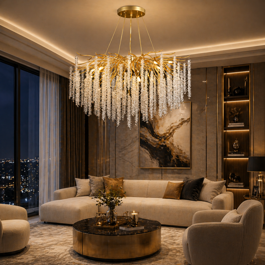 The Golden Wisteria Cascade Round Chandelier