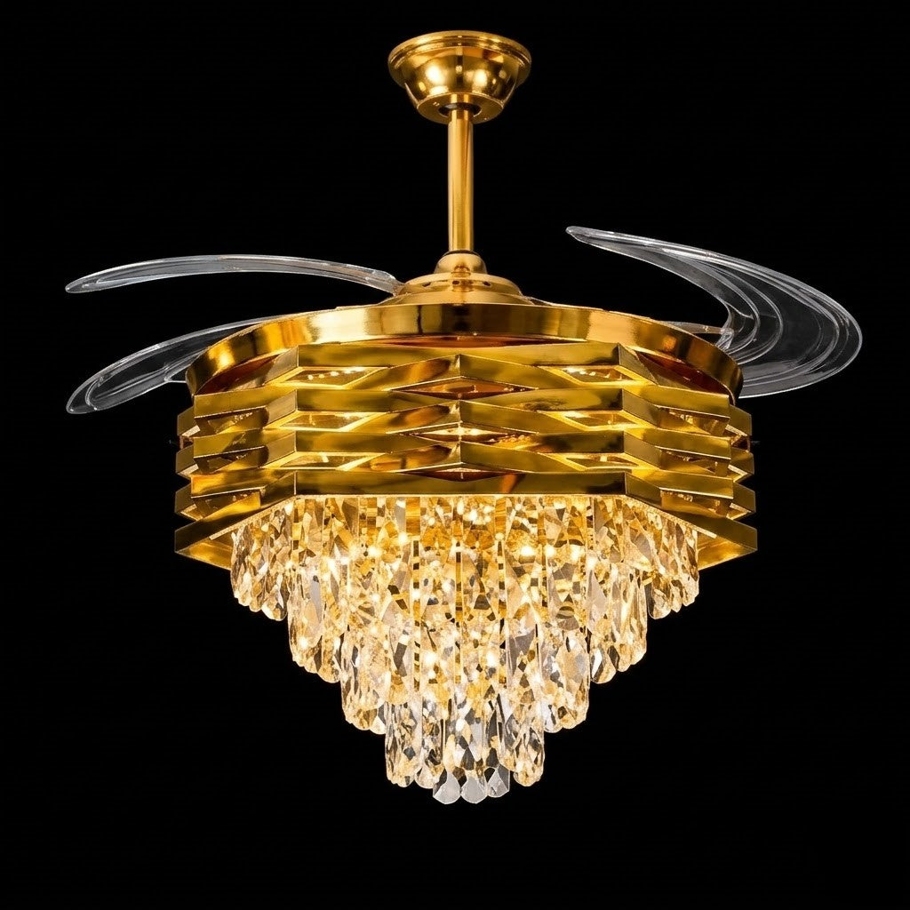 Golden Aura Crystal Fan