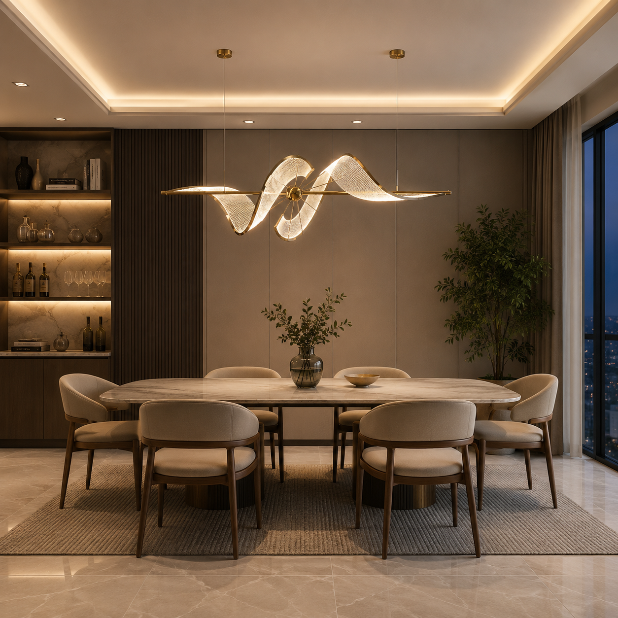 The Wave Linear Dining Chandelier