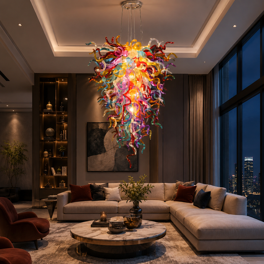 Prismatic Cascade Art-Glass Chandelier