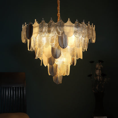 Ivory Leaf Round Chandelier