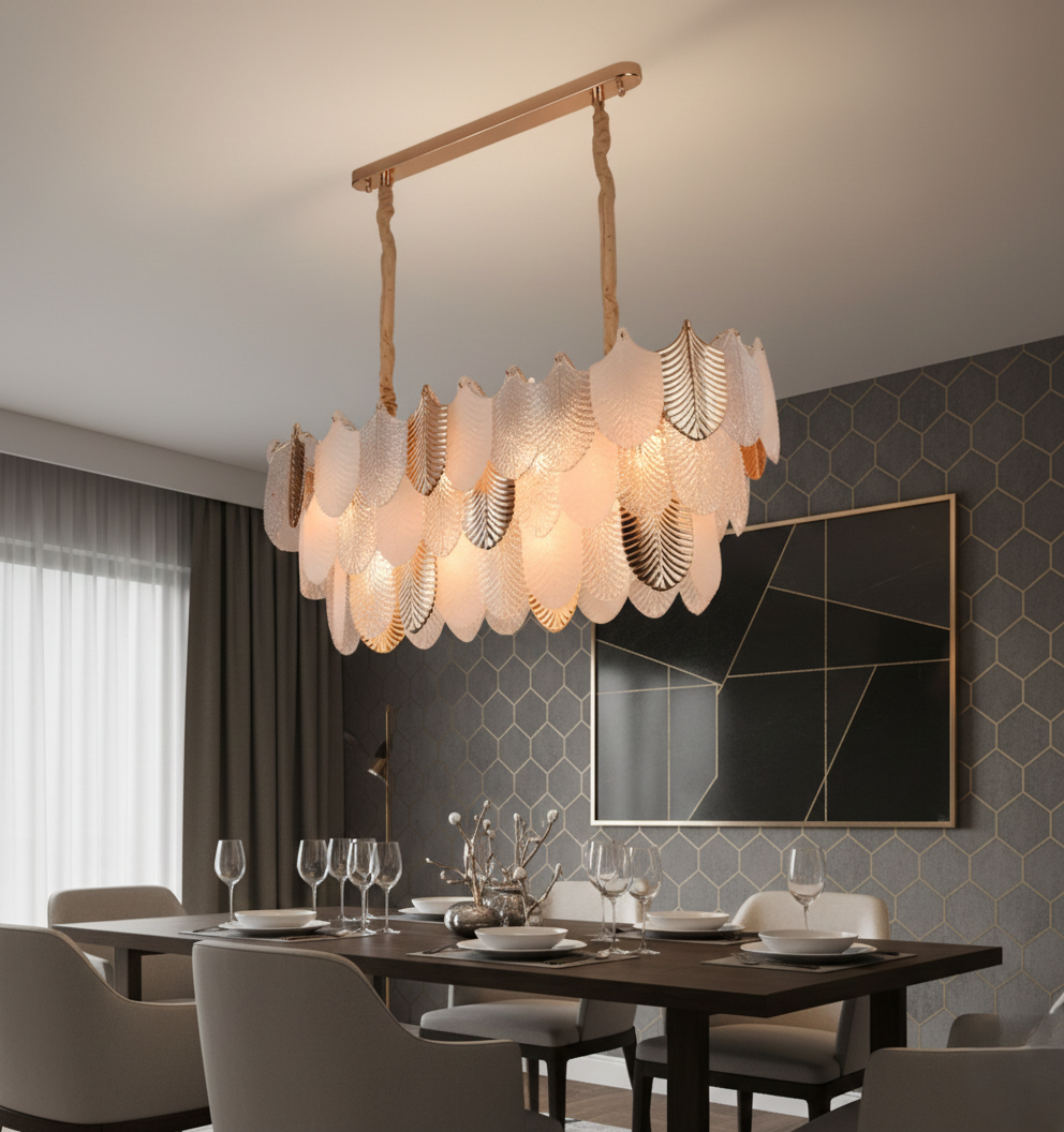 Ivory Leaf Dining Chandelier