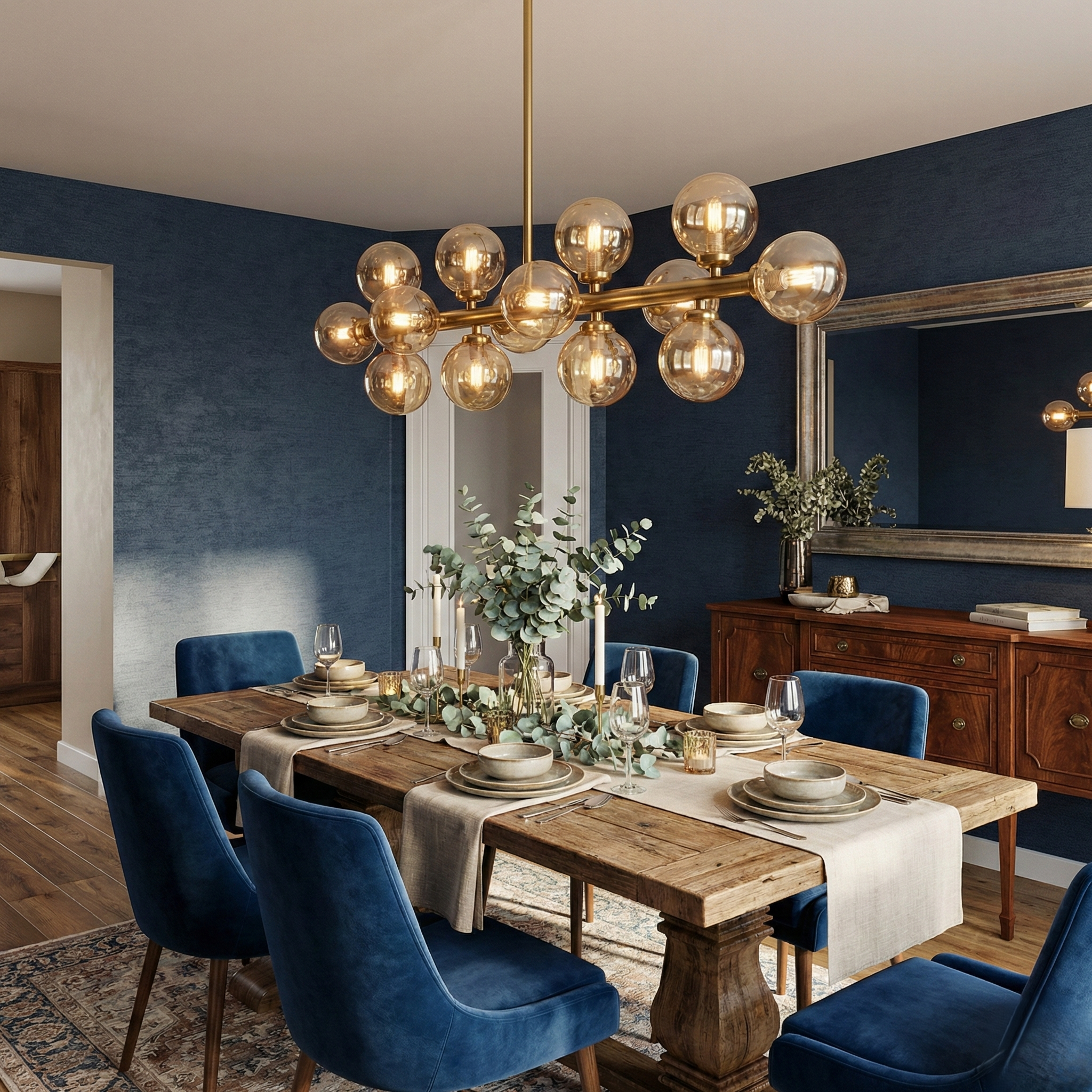 Crystal Globe Dining Chandelier