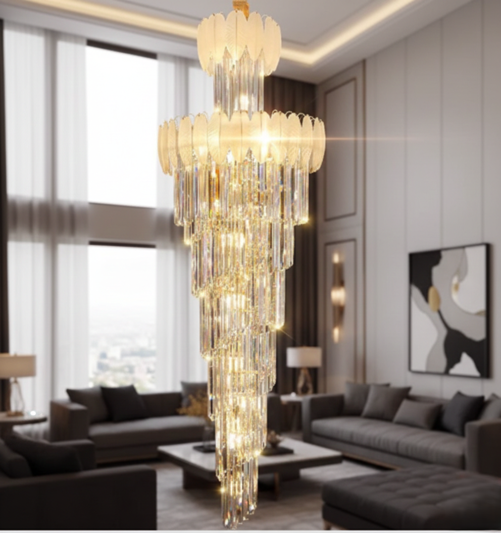 Crystalline Glow Duplex Chandelier