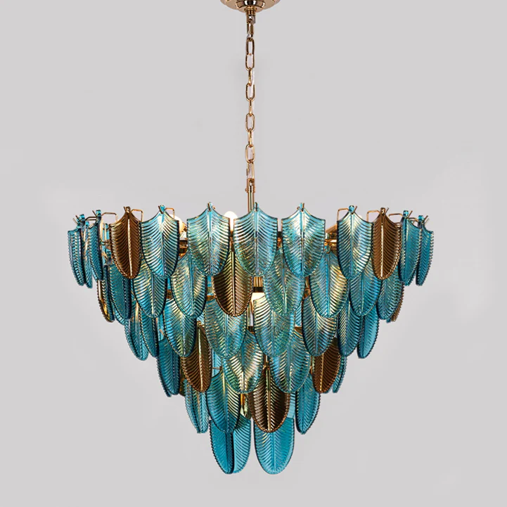 Blue Leaf Round Chandelier
