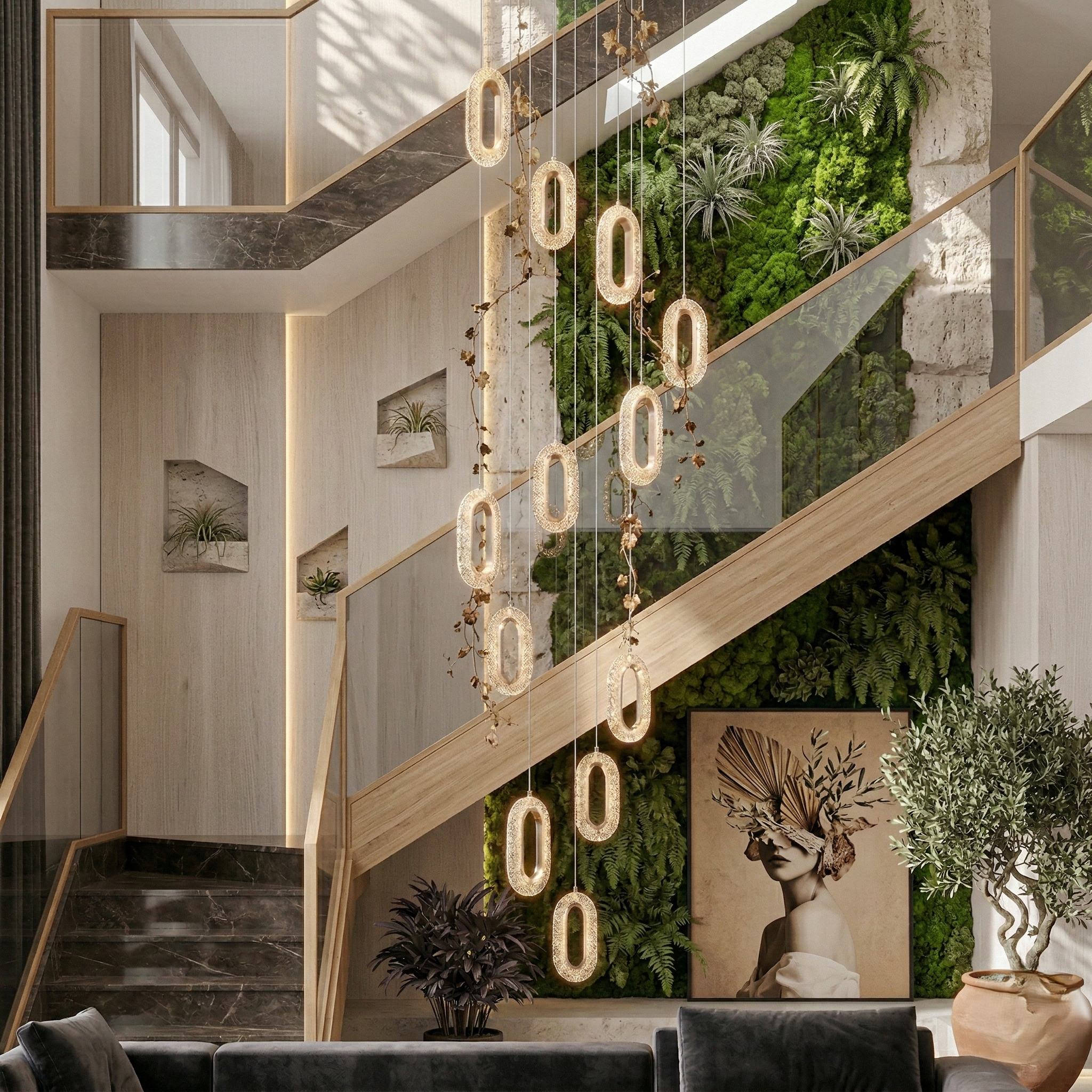 Crystal Glow Pendant Duplex Chandelier